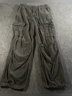 Japanese GU Uniqlo Corduroy Parachute Gray Cargo Pants Size L But Fits US Small thumbnail 1