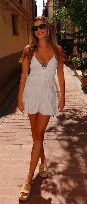 Zara White Halter Tiered Dress thumbnail 1