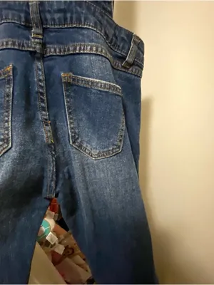 I&M Jeans Womens Dark Blue Wash Denim Overalls Pants S Small 29” Distressed thumbnail 9