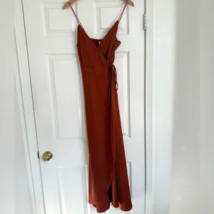 ShowPo. Terra Cotta Elegant Rust Satin Maxi Dress Size 6 Made in Australia‎ thumbnail 3