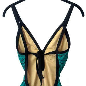 Stüssy NEW RARE Green‎ Black Bow Open Back One Piece Swimsuit Vacation Beach S thumbnail 6