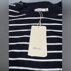 NWT Zara knit Black and White Striped Sweater medium thumbnail 3