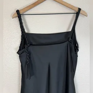 House Of Harlow 1960 x Revolve Black Satin Braided Strap Slip Mini Dress M $210 thumbnail 9