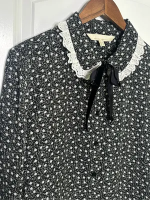 Barbour Floral Print Cottage-core Button Up Francesca Shirt with Lace Collar thumbnail 4