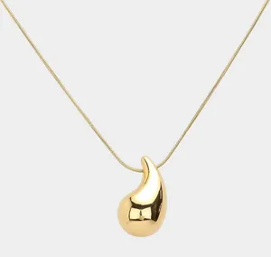 NWT 18K gold dipped Lux Lux puffed teardrop 16” necklace thumbnail 1
