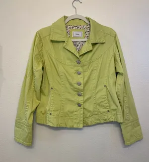Vintage Tria Y2K Women's Light Green Cotton Jacket Size‎ M thumbnail 1