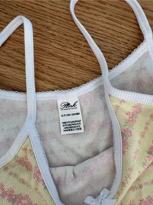 Frankie's Bikinis Yellow & Pink Floral Cami and Foldover Shorts Set thumbnail 3