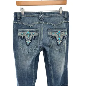 Antik Denim Women's Size 29 Bootcut Embroidered Indigo‎ Blue Jeans Button Fly thumbnail 5
