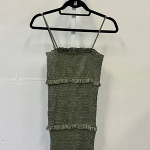 MABLE Smocked Tiered Ruffle Midi Dress Olive Green MD2291I‎ Small Summer Party thumbnail 3
