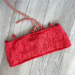 Tularosa Ever Knitted Bandeau Swim Bikini Top Pink (small) crochet beach thumbnail 3