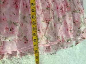 Lulus Sincerely Wondrous Pink Floral Puff Sleeve Tiered Midi Dress Size XL NWT thumbnail 9
