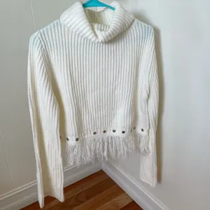 Lulus Freethinker Cream Fringe Cropped Sweater thumbnail 5