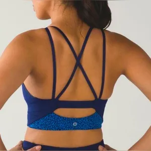 Lululemon Clip-In Long Line BraMiss Mosaic Lakeside Blue Hero Blue/Hero Blue /10 thumbnail 2
