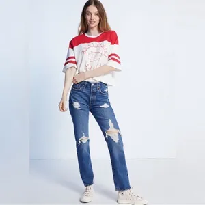 Levi’s High Rise Straight Leg Denim Distressed Jeans thumbnail 6