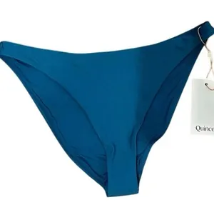 Quince Italian Low Rise Bikini Bottom in Deep Lagoon Teal Size Small NWT! thumbnail 1