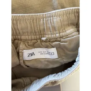 Zara Cotton Pull On Drawstring Pants Tan Straight Leg Women’s Size S thumbnail 2