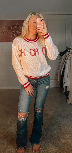 Champagne Sisters Collection HO HO HO CHRISTMAS SWEATER thumbnail 1