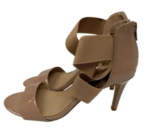 Saks Fifth Ave Women's Nude Deidra Patent‎ Leather Criss-Cross Strap Stilleto 7 thumbnail 1