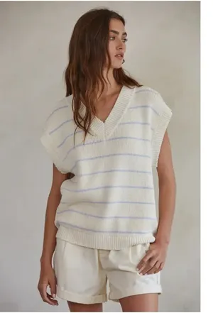 REFORMATION Janey Cotton Sweater Vest in Pablo Stripe Size Small thumbnail 1