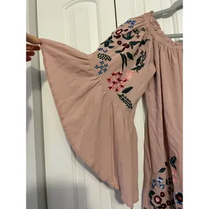 Altar'd‎ State Blouse Boho Embroidered Pink Off Shoulder Bell Sleeve S Small thumbnail 5