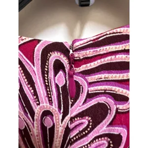 LOFT Petites Magenta Floral Paisley Ruffle Mini Dress 2P NWT Long Sleeve thumbnail 10