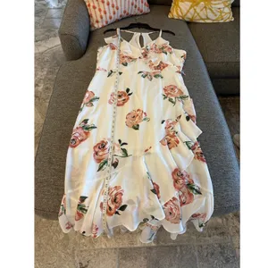 Disney‎ Princess XL Ivory Floral Ruffle High Low Maxi Dress EUC thumbnail 8