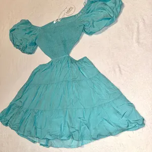 NWT Women’s WAPG Raegan Blue Teal Cutout Mini Dress size Medium thumbnail 3