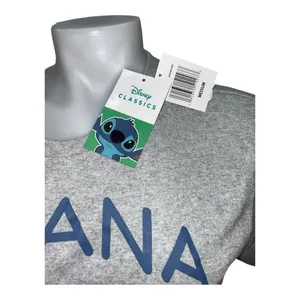 Disney Gray Short Sleeve Tee with Stitch Design size Medium New blue and gray thumbnail 4