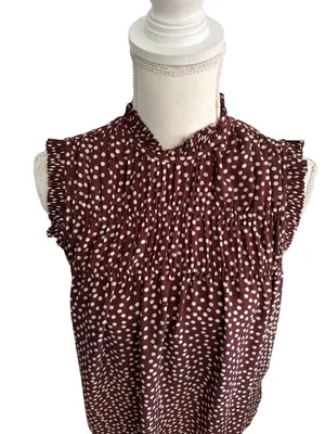 DKNY Womens Brown Polka Dot Sleeveless Top Size XL thumbnail 4