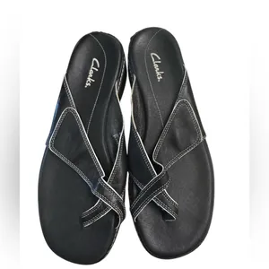 Clarks Black Leather Thong/Flip-Sandals Women’s Comfortable Everyday Style Sz 9‎ thumbnail 6