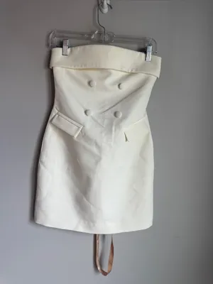 NEW Meshki Abbie Strapless Suiting Mini Dress - Ivory XS thumbnail 3