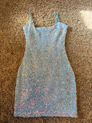 Light blue short tight dress thumbnail 1