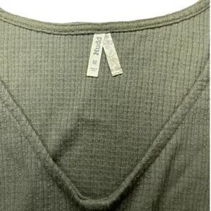 Mudd Y2K Waffle‎ Knit Button Front Cropped Top Olive Green Medium EUC thumbnail 3