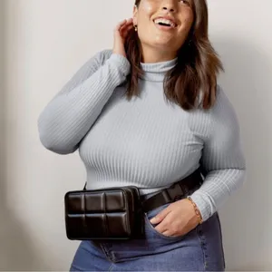 Amanda Uprichard New York NWT Belt Bag Black Mini Purse Quilted Faux Leather thumbnail 5