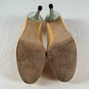 Stuart Weitzman Leather Peep Toe Stiletto‎ Heel Pump in Tan and Blue Size 8.5 thumbnail 6