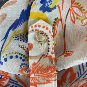 Kut From The Kloth White Floral Print Long Convertible Sleeve Blouse Top L thumbnail 6