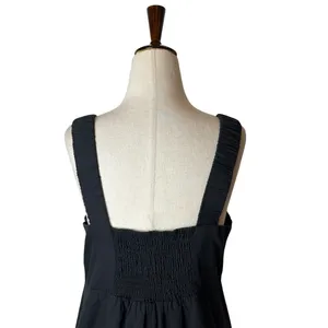 Pact Canopy Linen Blend Tank Dress Women Medium Black Smocked Maxi Lagenlook thumbnail 6