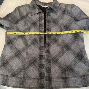 Christopher & Banks gray plaid open front blazer jacket size large thumbnail 5