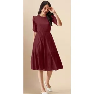NEW Fit & Flair Lightweight Tiered Midi Dress M thumbnail 7