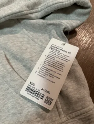 NWT Lululemon Scuba Oversized Hoodie Heathered Core Ultra Light Grey XS-S thumbnail 6