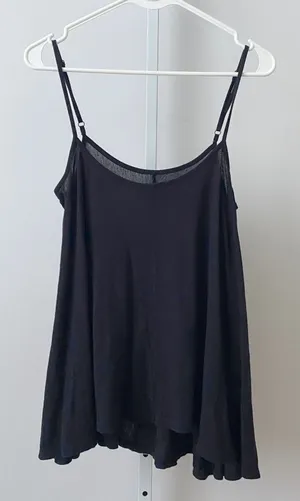 AllSaints Cotton Relaxed Slouchy Minimalist Strappy Cami Vest 4 Black thumbnail 1