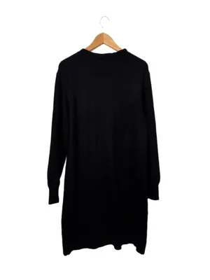 J.Crew Ruffle Neck Sweater Dress Womens Large Soft Knit Long Sleeve CP557 Black thumbnail 6