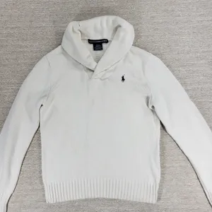 Ralph Lauren Sport Shawl Collar Sweater Womens Small White Preppy Blue Pony thumbnail 3