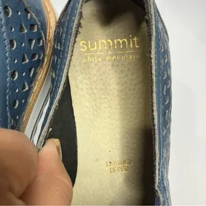 Summit by white mountain blue perforated leather‎ platform shoes size 39 thumbnail 4