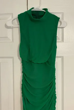 Green Ruched Maxi Bodycon Dress NWOT thumbnail 1