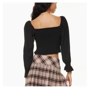 Aritzia Sunday Best Sinatra Longsleeve Blouse Large Black Smocked Sweatheart thumbnail 13