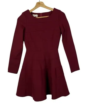 Boutique Bei‎ Bella Red Ponte Long Sleeve Mini Dress 2 thumbnail 1