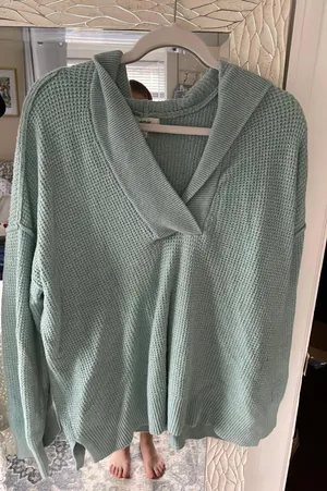 Aerie CozyUp Waffle Sweater Hoodie thumbnail 1