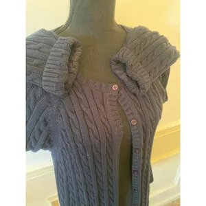L.L. Bean Women's Cable Knit Vintage Cardigan Sweater Cotton Button Up thumbnail 4