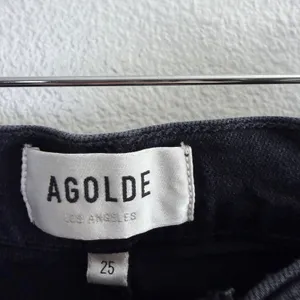 Agolde Riley Long Jeans Womens Size 25 Black Button Fly Denim 27" A9090-1288 thumbnail 5